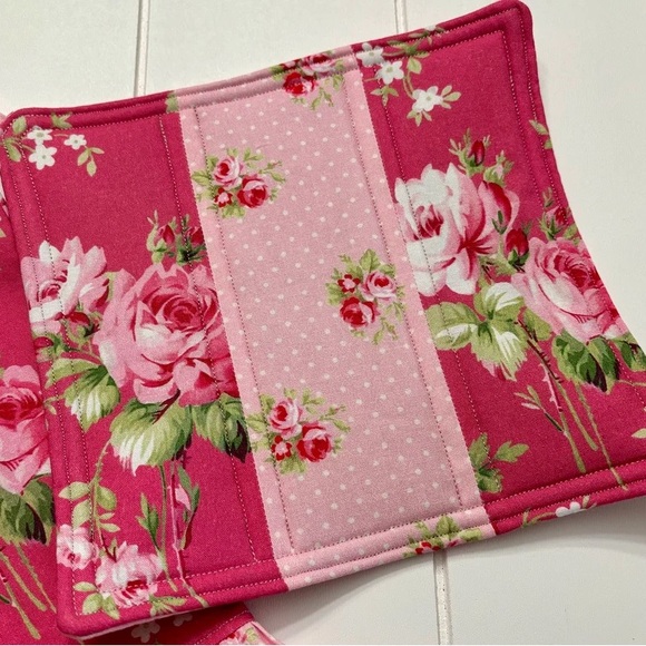 Shabby Chic Roses Decorative Tea Towel Pot Holder Set - Picture 7 of 9